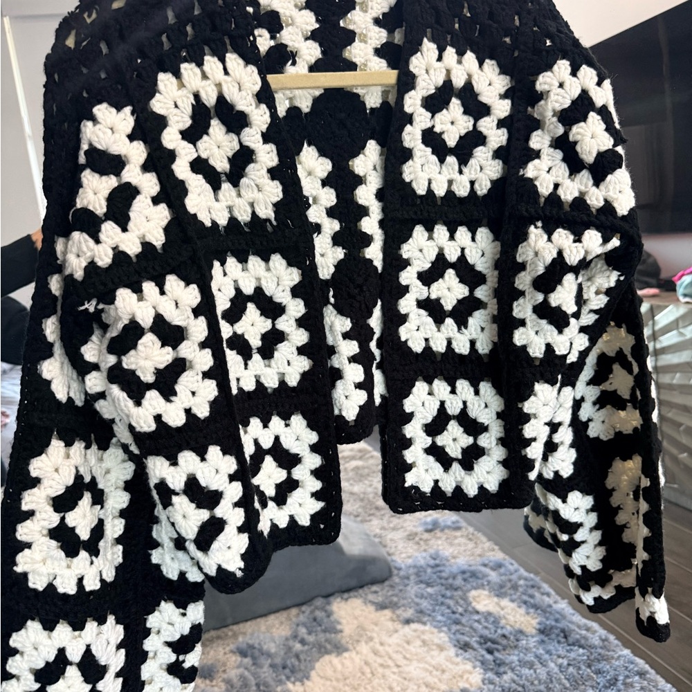 Elan Monochrome Crochet Cardigan